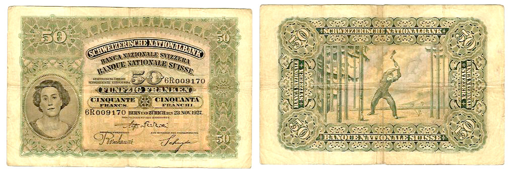50 Francs SUISSE 1927 TB